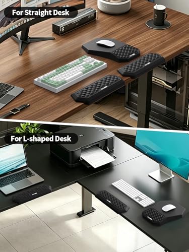2-in-1 L-Shaped Desk Elbow Pads & & Mouse Pad Set with Wrist Rest, Black | Ergonomic Desk Edge Cushion, Soft Memory Foam Comfort Support for Wrist Arm Elbow, Non-Slip Base