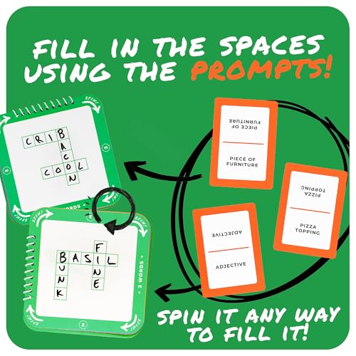 Cross Spin Crossword Board Game, Word Puzzle Game for 2-6 Players, 160 Cards, 10 Boards