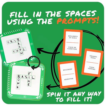 Cross Spin Crossword Board Game, Word Puzzle Game for 2-6 Players, 160 Cards, 10 Boards