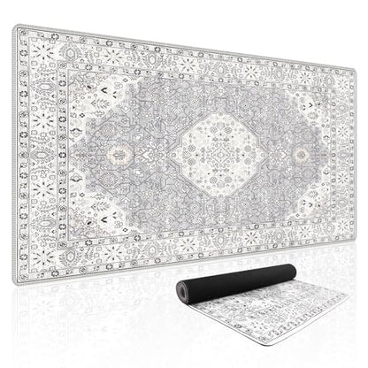 Baziabbo Cute Desk Mat,XXL Extended Large Mouse Pad,Gaming Mousepad with Stitched Edge,Non-Slip Rubber Base Keyboard Desk Pad for Home Office Study Game (Grey) - color: Grey