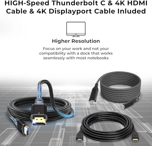 Lenovo 40B00135US Docking Station Thunderbolt 4 Dock - Universal Laptop Docking Stations with 135W Power Adapter + HDMI Cable + DisplayPort Cable + Thunderbolt Cable + Microfiber Cloth (Renewed