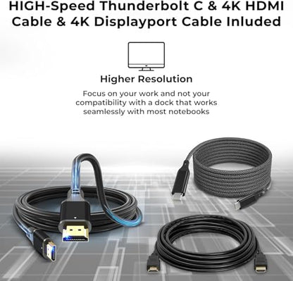 Lenovo 40B00135US Docking Station Thunderbolt 4 Dock - Universal Laptop Docking Stations with 135W Power Adapter + HDMI Cable + DisplayPort Cable + Thunderbolt Cable + Microfiber Cloth (Renewed