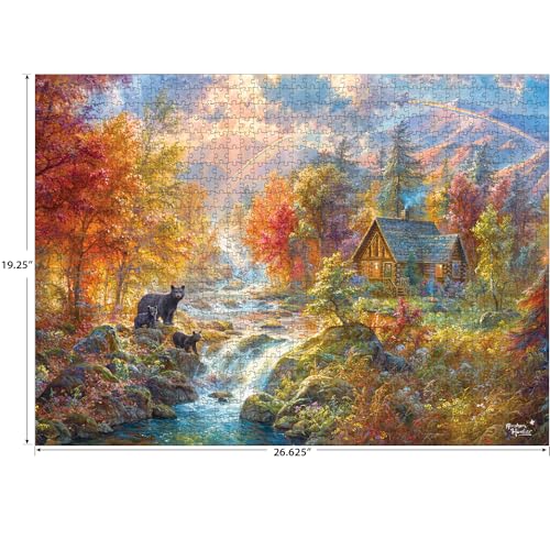 RoseArt - Abraham Hunter - Autumn at Rainbow Falls - 1000 Piece Jigsaw Puzzle for Adults - style: Autumn at Rainbow Falls