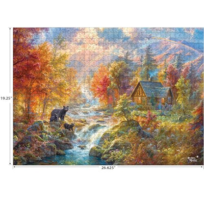 RoseArt - Abraham Hunter - Autumn at Rainbow Falls - 1000 Piece Jigsaw Puzzle for Adults - style: Autumn at Rainbow Falls