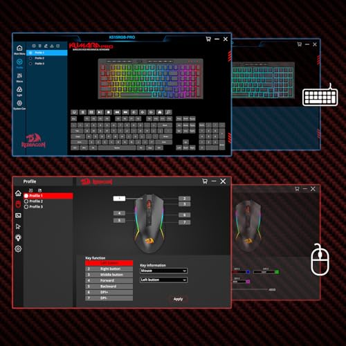 Redragon S142 Combo, K515 PRO Membrane Gaming Keyboard, M693 4800 DPI Mouse | 4 On-the-Fly Combos, No Software Needed, 0-Delay Cordless Both Devices, 7-Button Precision, Shared Dongle, On-Board CPI Mice - color: S142