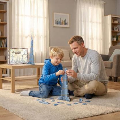 Architecture World Famous of 3D Puzzle.Build Your Own Collection of 17 Global Landmarks (Notre Dame, Colosseum) - Educational DIY Model Kit for Kids & Adults. (Burj Khalifa Tower) - color: Burj Khalifa Tower