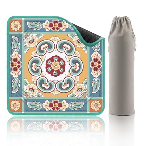 Green Mahjong Mat for Table, American Mahjong Mat with Printed Rules, 31.5x31.5 in, Anti-Slip, Noise-Reducing Table Cover with Carrying Bag for Mahjong, Poker, Dominoes and Card Games - color: Sage Green