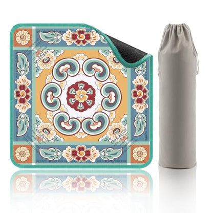 Green Mahjong Mat for Table, American Mahjong Mat with Printed Rules, 31.5x31.5 in, Anti-Slip, Noise-Reducing Table Cover with Carrying Bag for Mahjong, Poker, Dominoes and Card Games - color: Sage Green