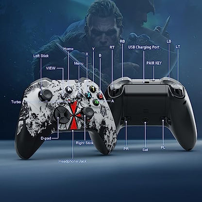 Xexvyrin Wireless for X-Box Controller, Compatible with X-box One X|S, Series PC, Special Edition Custom Controller 6-Axis Motion Control/3.5mm Audio Jack/Dual Vibration/Macro Function/Turbo（White）