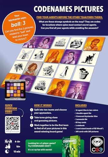 CGE Codenames: Pictures Board Game (2nd Edition) | The Top Secret Picture Association Party Game for Friends & Family Game Nights, 4+ Players