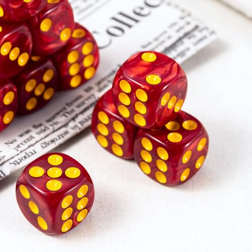 10 Pieces Polyhedral D6 Dice Set, 6 Sided Dice 16mm for RPG MTG DND Table Games (Red) - color: Red