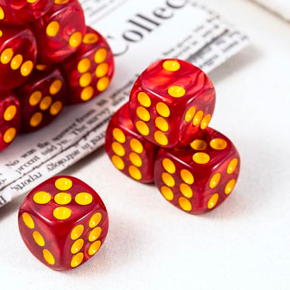 10 Pieces Polyhedral D6 Dice Set, 6 Sided Dice 16mm for RPG MTG DND Table Games (Red) - color: Red