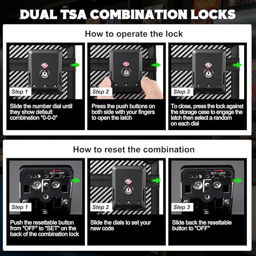 Kabinka Graded Card Case, Aluminum Alloy Graded Card Storage Box | Holds 140 Card Slabs, Sports Trading Card Case with TSA Combination Lock, Fits PSA/CSG/CGC/SGC/BGS, Carbon Fibre - color: Carbon Fibre