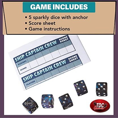 TDC Games Ship Captain Crew Dice Game, Great for Party Favors, Family and Travel Games, Dice Game for Adults - size: Small