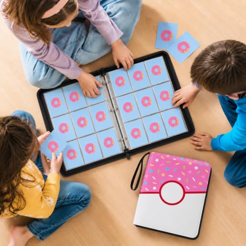 9 Pocket Card Binder 900 Card Holder Album, Pink Donut Trading Cards Holder Zipper Binder for Girl Teen Collection (Pink Donut, 900 Pocket) - color: Pink Donut, size: 900 Pocket