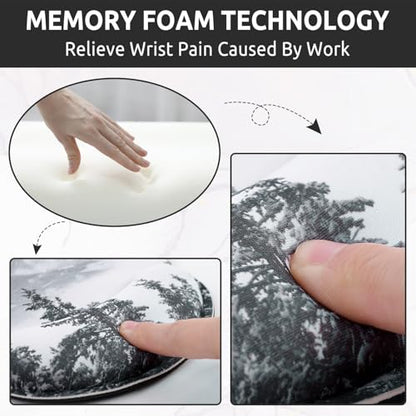 KONVINIT Ergonomic Mouse Pad with Wrist Rest, Small Mousepad with Non-Slip Rubber Base and Smooth Surface, Grey Mouse Pads for Desk, Office Desk Accessories - color: Grey Mountains