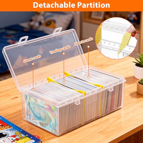 SAMYUCHO Trading Card Storage Box with 2 Dividers for 500 Sports Cards, Plastic Bulk Display Holder Collection Organizer Cases Container Fit for Baseball Football Playing Magic Cards 1 Pcs - size: 1 Pcs