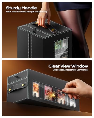 MoKo Commander Deck Box for MTG with Handle & Dice Tray, 8+2 Modular Design | 8-Deck Modular Card Case, Magnetic Holders & Dividers Included, Holds 1040+Double-Sleeved Cards, Playmat Storage, Fit TCG/EDH - color: Black Grey
