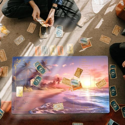 DEGDFSGR Magic The Gathering Playmat 24 x 14 inches, Non-Slip Rubber Base, Commander Playmat for MTG/TCG/YGO/CCG/RPG/PKM, Dreamlike Beach Golden Sunset - color: Dreamlike Beach Golden Sunset, size: 24" x 14"