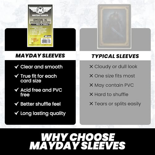 MayDay Games Tarot Card Sleeves 70x120mm - 100 Standard Clear Protectors, Perfect Fit Board Game Card Sleeves, 40 Micron, 100 Per Pack - MDG-7152