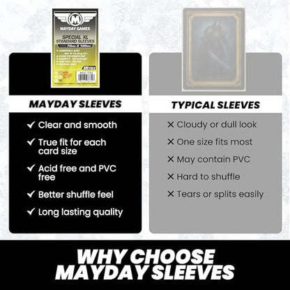 MayDay Games Tarot Card Sleeves 70x120mm - 100 Standard Clear Protectors, Perfect Fit Board Game Card Sleeves, 40 Micron, 100 Per Pack - MDG-7152