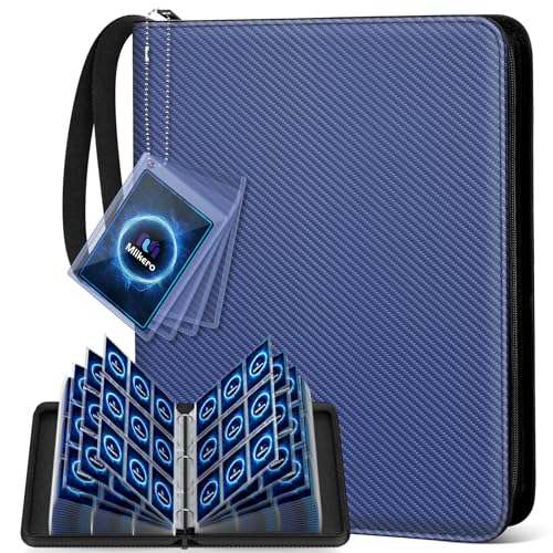Mlikero Trading Card Binder, 9 Pocket Card Binder with Card Display Design, 720 Double Sided Pocket Collection Card Albums Fit for MTG, TCG, and Sports Cards(Blue) - color: Dark Blue, size: 720 Pocket
