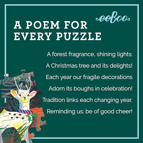 eeBoo Holiday Ornaments 1000 Piece Square Puzzle, 23" x 23" Christmas Theme | Double coated, sturdy & dust free pieces with a satisfying snap. Includes full color reference insert. Vibrant, original art - style: Holiday Ornaments