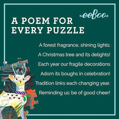 eeBoo Holiday Ornaments 1000 Piece Square Puzzle, 23" x 23" Christmas Theme | Double coated, sturdy & dust free pieces with a satisfying snap. Includes full color reference insert. Vibrant, original art - style: Holiday Ornaments