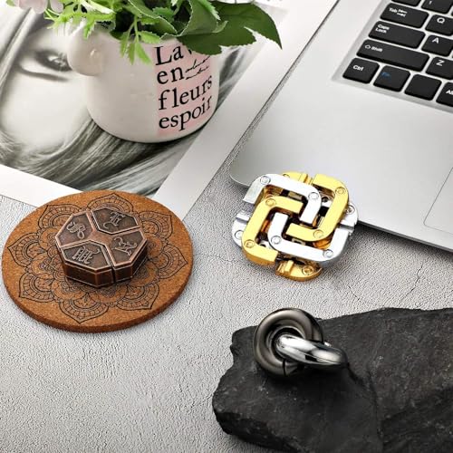 Skylety 3 Pieces Metal Puzzles Brain Teasers Christmas 3D Metal Puzzles Gift for Adults & Teens Iq Logic Games Unlock Interlocking Knot Puzzle Hard Educational(Stylish Style)