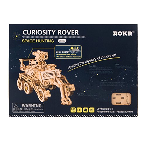 ROKR Assemble Solar Energy Powered Cars-Moveable 3D Wooden Puzzle Toys-Funny Teaching Educational-Home Deco-Model Building Sets-Best Christmas,Birthday Gift for Adult (Curiosity Rover)
