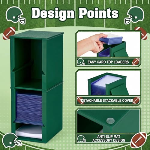 Toploader Dispenser & Penny Sleeve Holder - Dual Compartment Holds 250 Penny Sleeves & up to 50 Top Loaders, Stackable Card Storage Box with Dustproof Lid (Green) - color: Green