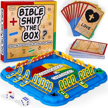 Garybank Bible Conversation Game for Kids, Christian Virtue Development | 180 Conversations & Challenges, 10 Bible Virtue Cards, 10 Verses, Learn the Bible, Learn Math Skills & Strategy, Age 5+