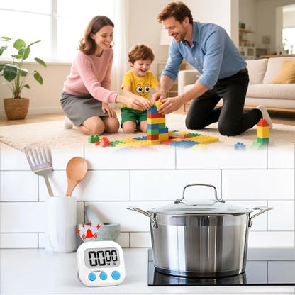 Timer for Kids Teachers Supplies Digital Kitchen Timers for Cooking Large Magnetic Classroom Timer 2Pack-White Blue - color: Blue White