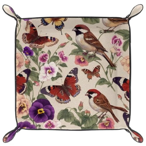 Butterflies Pansies Birds Dice Tray Dice Rolling Tray Folding Dice Holder for Dice Games, Like RPG, DND and Other Table Games - color: Multi 14