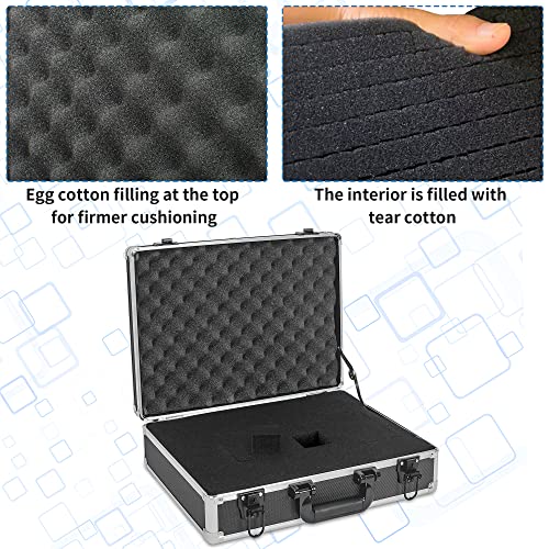 17 Inch Hard Shell Carrying Case Ideal for Wireless Mic System Storage & Camera Gear Transportation, Customizable Pre-Diced Foam, Aluminum Alloy Sturdy Build, Black - size: Inner：17''X 12.6''X 5''