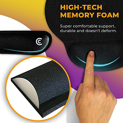 4pc Wrist Rests for Keyboard and Mouse Pad Set - Memory Foam Cushion, Black - Ergonomic Wrists Hand Arm Rest Support for Laptop Computer Desk and Gaming - Carpal Tunnel Syndrome Relief - style: Original