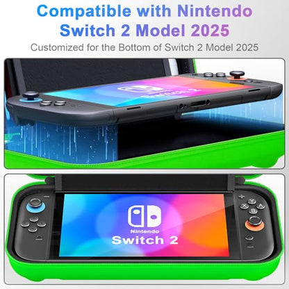 daydayup Switch Carrying Case Compatible with Nintendo Switch 2, with 24 Games Cartridges Protective Hard Shell Travel Carrying Pouch DS Case Green - color: Green, size: 2025-Inch