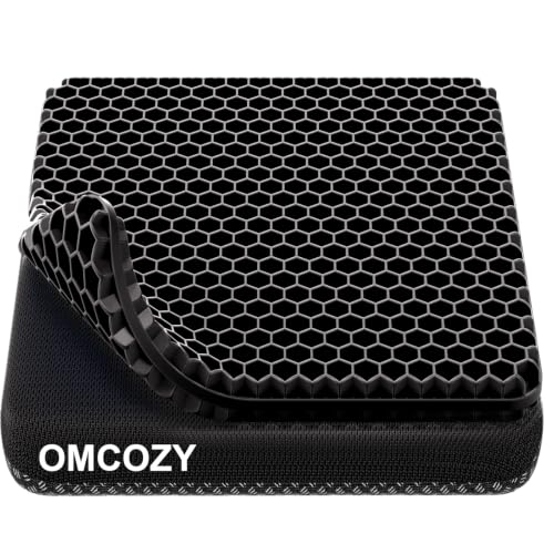 Gel Seat Cushion, Cooling Honeycomb Design for Office Chair Car Wheelchair | Cool & Breathable, Soft & Comfortable - color: Black