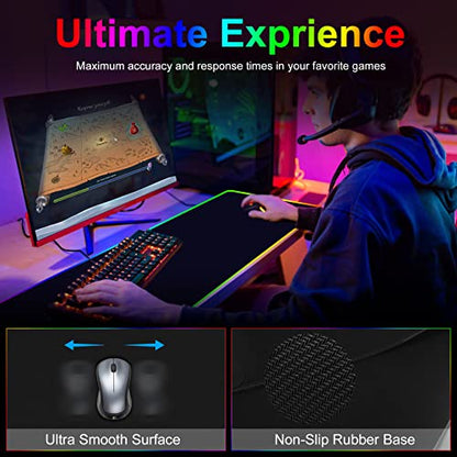 Wireless Charging RGB Gaming Mouse Pad, 31.5"x15.7" Large Desk Mat, Desk Pad with Wireless Charger, Non-Slip Rubber Base, Waterproof, Computer Keyboard Mat for Gamer, Office, Home, Black - color: Black, size: 15.7L x 31.5W inches