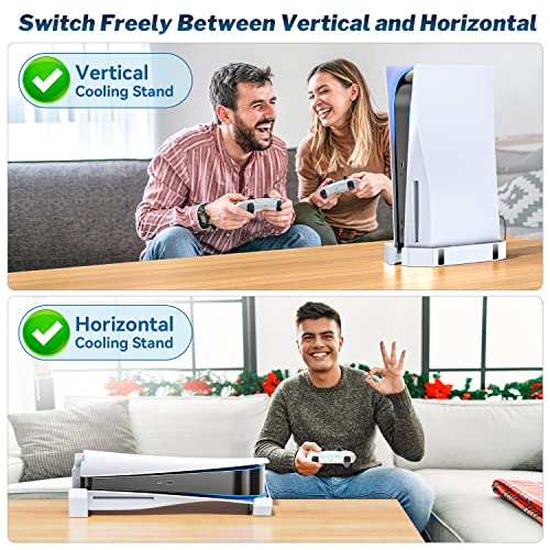 Kytok PS5 Stand & Cooling Fan for Disc & Digital Editions, Horizontal & Vertical Stand with Cooler for Playstation 5 Console