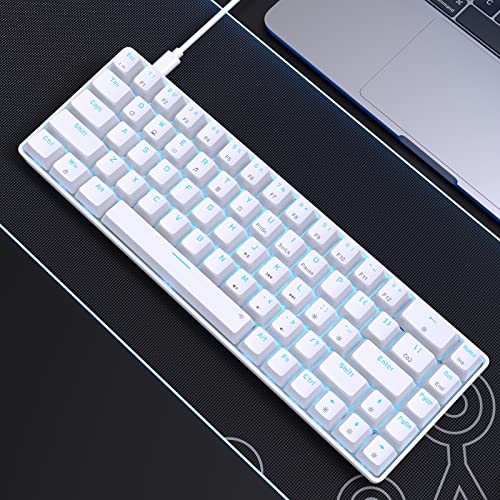 DIERYA T68SE 60% Gaming Mechanical Keyboard,Ultra Compact Mini 68 Key with Red Switches Wired Keyboard,Anti-Ghosting Keys, for Windows Laptops and PC Gamers,White - color: White/Red Switch, size: Wired