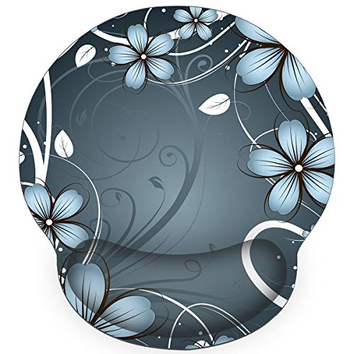 Ergonomic Mouse Pad with Wrist Support,Non-Slip Rubber Base for Computer Laptop & Mac,Lightweight Rest for Home,Office & Travel (Blue Flowers) - color: Blue Flowers