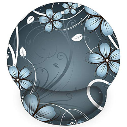 Ergonomic Mouse Pad with Wrist Support,Non-Slip Rubber Base for Computer Laptop & Mac,Lightweight Rest for Home,Office & Travel (Blue Flowers) - color: Blue Flowers