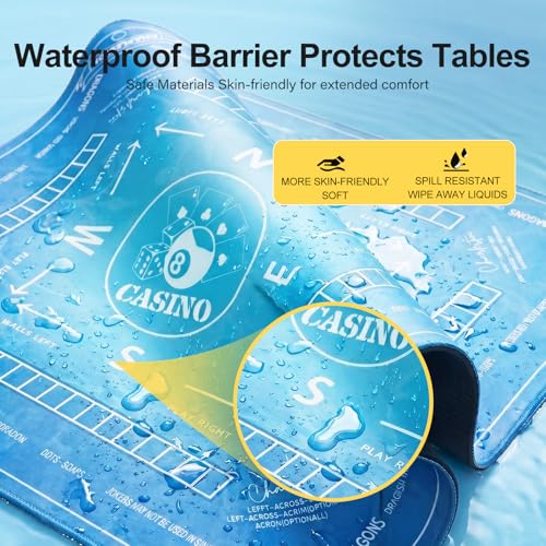 No Creases Mahjong Mat with Rules for Table 32.4''x32.4'', Rolled Shipping, Mah Jongg Mat with Carrying Bag for American Mahjong, Poker, Board Games, Card Games & Dominoes (Blue) - color: Bright Blue