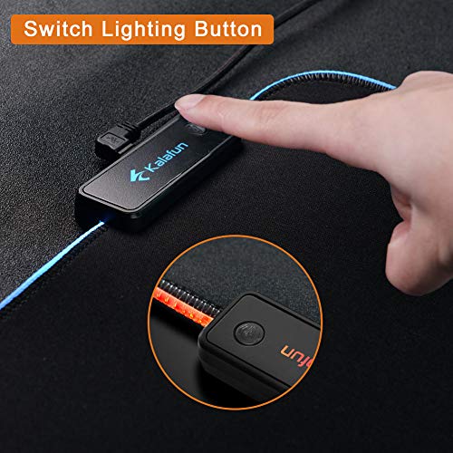 Kalafun Large RGB Gaming Mouse Pad XXL Extended LED Mousepad with Non-Slip Rubber Base, Long Soft Light Up Computer Mouse Mat for Laptop (800×300×4mm, Black)
