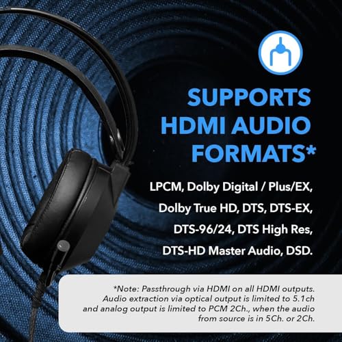 OREI 8K HDMI Splitter 1 in 4 Out, 1 x 4 Duplicate/Mirro Screen with Audio Extractor UltraHD Supports Upto 4K @ 120Hz IR EDID HDCP 2.3 for PS5, Xbox, NVIDIA (BK-104A) | OREI 8K HDMI Splitter 1 in 4 Out, Downscaler & Audio Extractor Up to 8K@60Hz 4:2:0. 1x4