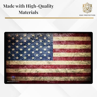 Max Protection Trading Card Playmat for TCG Card Games, 24x14 Inch, Design Mat for Dice Rolling (American Flag) - size: American Flag