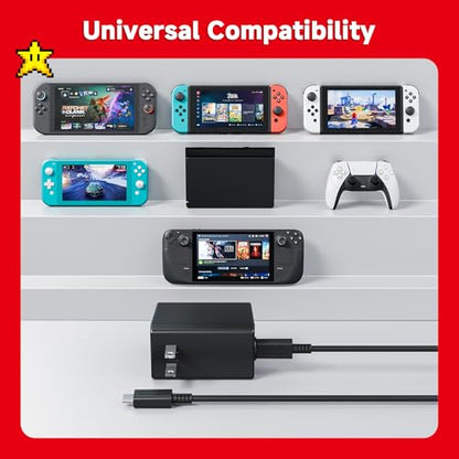 Charger for Nintendo Switch, 45W AC Adapter Fast Charging with 10ft Detachable USB C Cable, Compatible with Switch/OLED/Lite, Steam Deck, Support TV Mode, Original Quality - size: 10FT