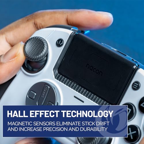 Nacon Revolution 5 Pro Officially Licensed PlayStation Wireless Controller | For PS5 / PS4 / PC - Hall Effect Joysticks and Triggers, Trigger Stops, Mappable Buttons, 8-way and 4-Way D-pad - White - color: White