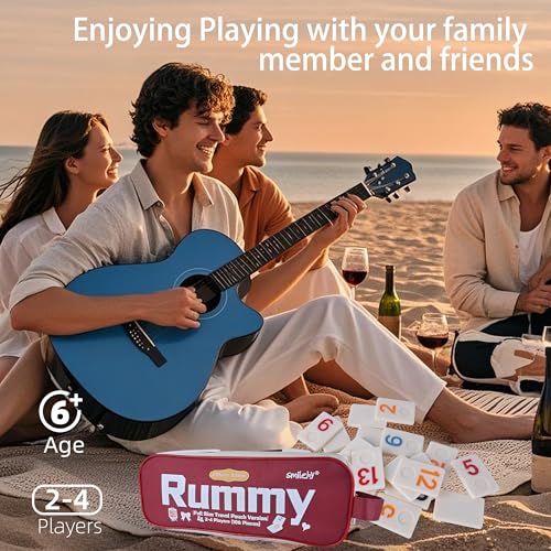 Smilejoy Rummy Cube 4 Player Edition, 106 Tiles with Travel Canvas Bag | Large color numbered melmine tiles, 4 playing racks, 2 joker, Timer, Carry bag,Travel tile game for Festival Gift choice - size: Large (2-4 player)
